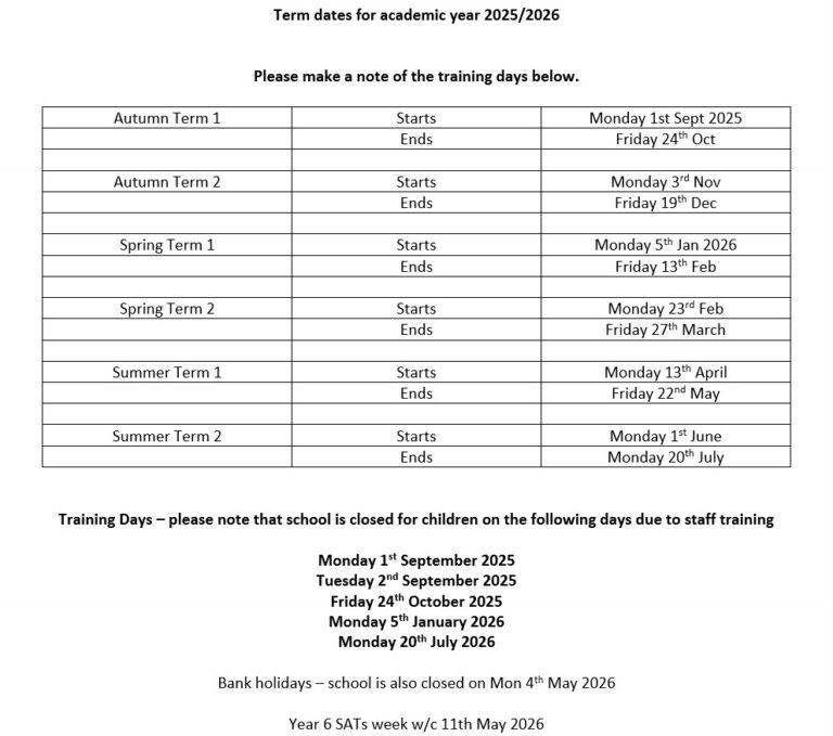 Term Dates - Escrick Primary School